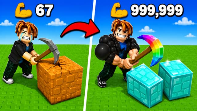 Official artwork comparing low and high Power with different pickaxes
